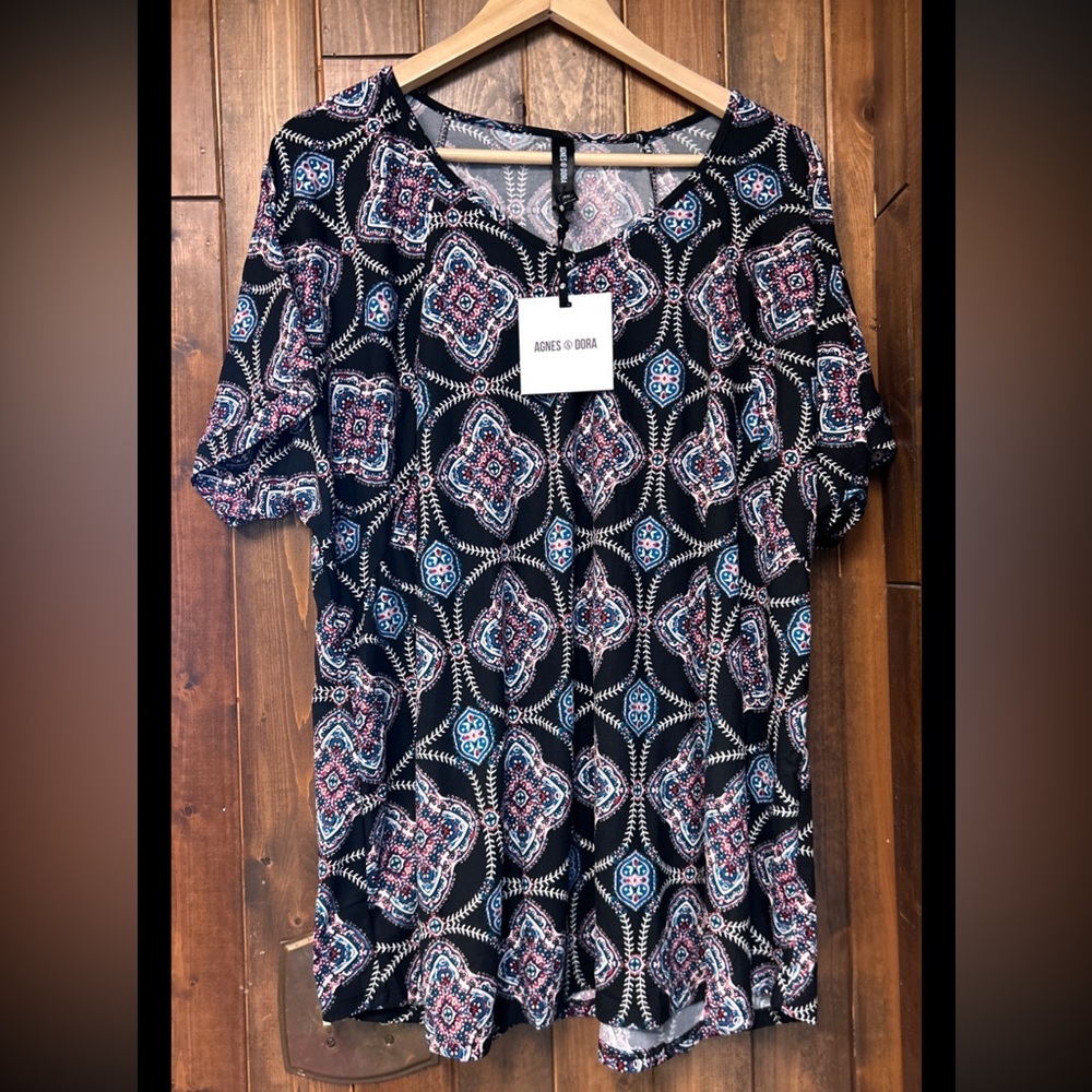 Agnes and Dora New Women’s XXXL Short Sleeve Love Top Black Blue Pink White